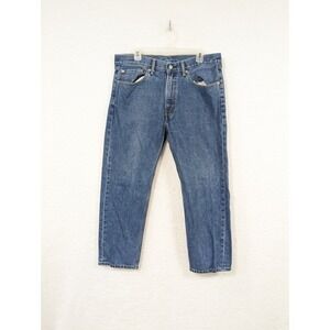 Levi's 505 Jeans Mens 36 Blue Regular Fit Straight Leg Light Wash Rancher 36x30‎